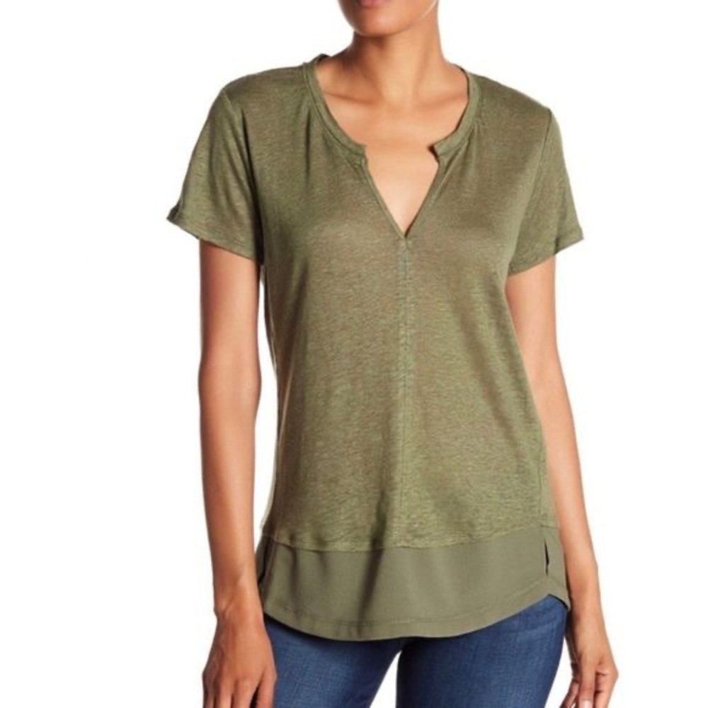 Sanctuary Mixed Media Caden Linen Shirt.  New